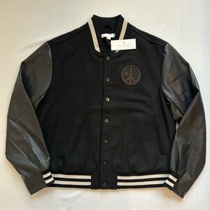 Spiritual Gangster Peace Starr Wool Blend Varsity Jacket Black XL